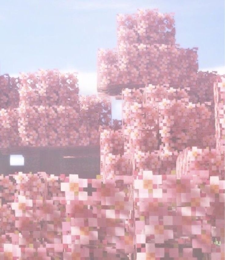 Large pink Minecraft cherry blossom tree