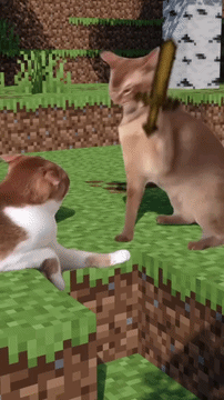 Cute animated Minecraft scene