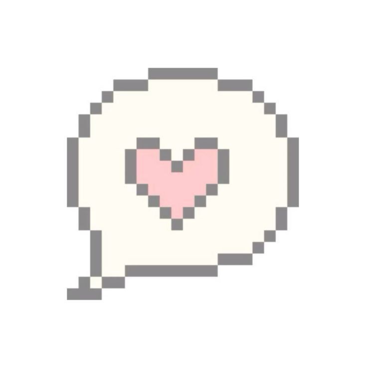 Pixel speech bubble with a pink heart